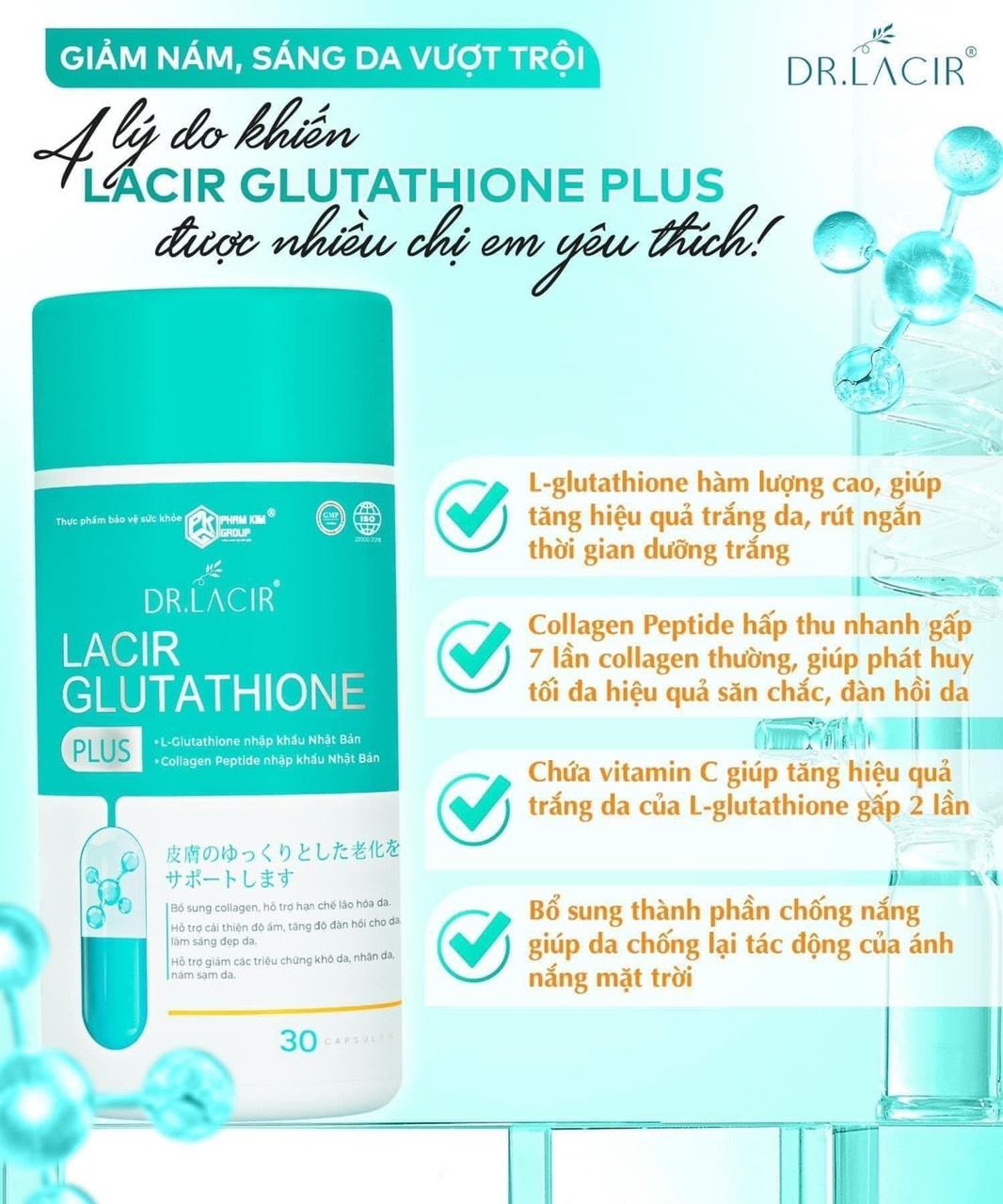 Chính thức lộ diện siêu phẩm Lacir Glutathione Plus vũ khí tuyệt đỉnh xử lý nám tận gốc