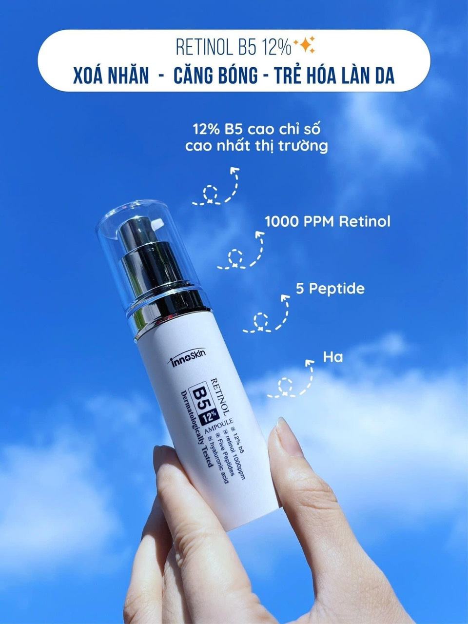 Trộm vía khách nhà em dùng Ampouple retinol B5 nhà Innoskin sau vài tuần mà da tiến bộ nhiều quá