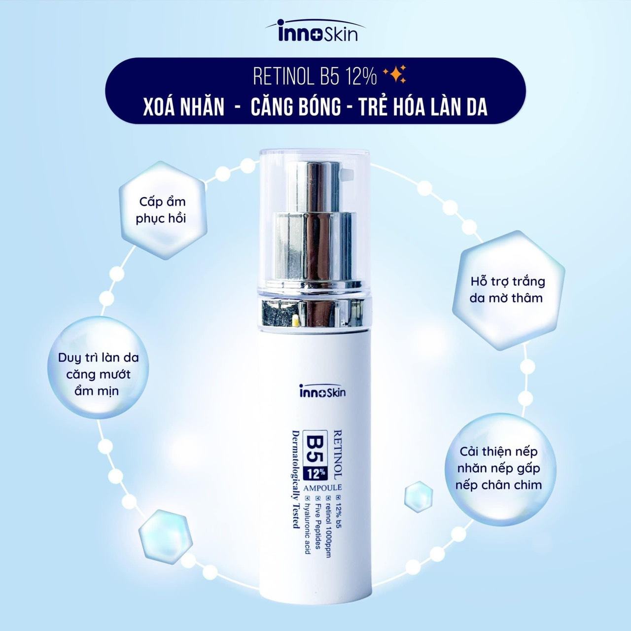 Ampouple retinol 12% chính là chìa khoá vàng cho làn da lão hoá xuất hiện nếp nhăn sạm nám