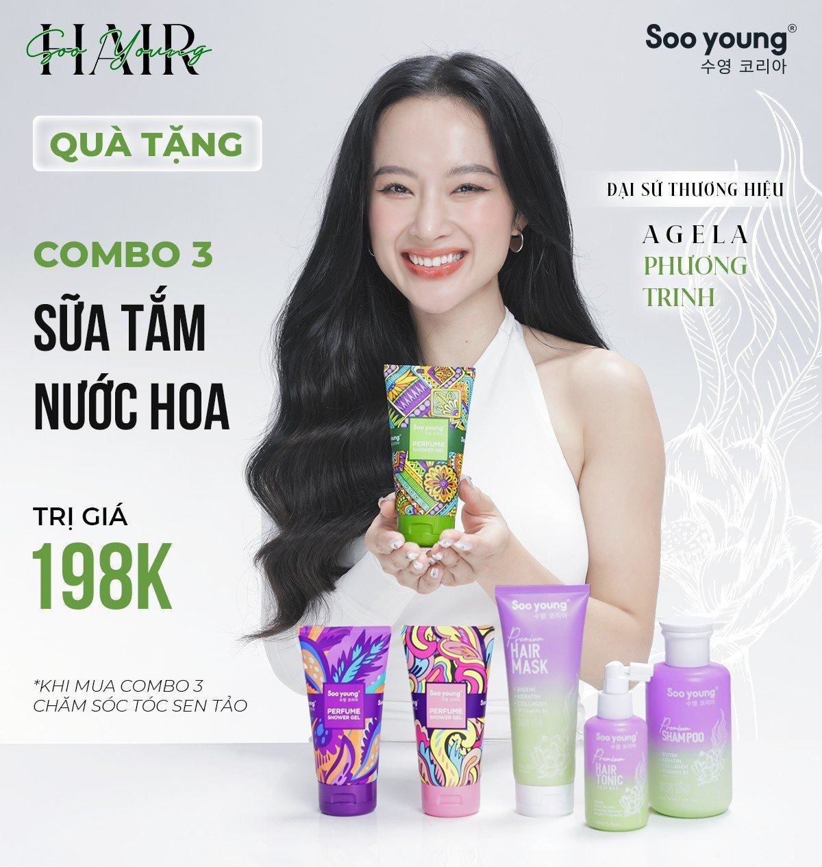Đại sứ thương hiệu Angela Phương Trinh đồng hành cùng bộ dầu gội Sen Tảo SooYoung