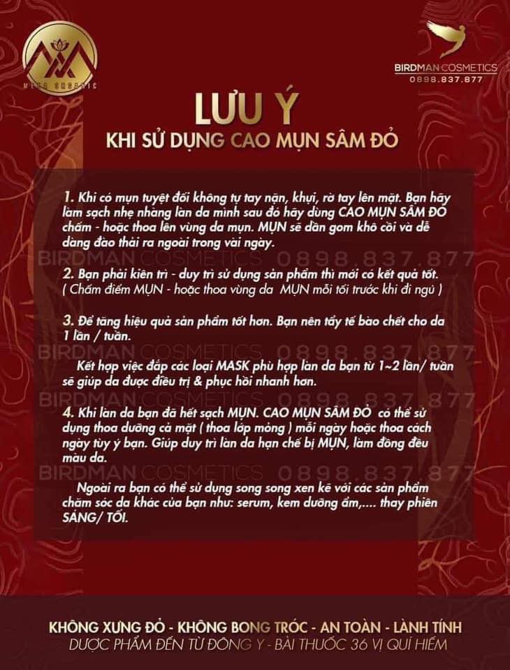 Thảo dược trị mụn Cao Mụn Sâm Đỏ