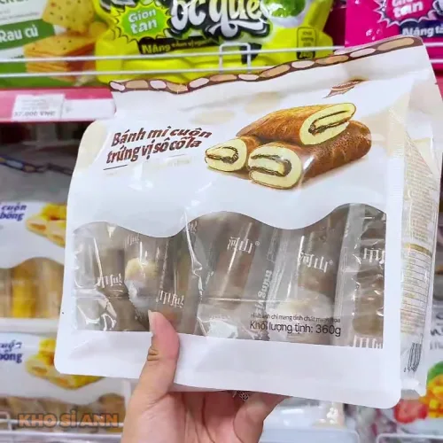 Bánh Mì Cuộn Trứng Vị Socola Heshan 360g