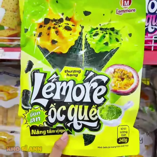 Bánh Ốc Quế Lemore Mix Vị Matcha Chanh Leo 240g Lemmore