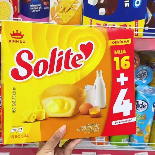 Bánh Solite Tròn Vị Bơ Sữa Hộp 360g (16+4) - Bánh Kinh Đô Solite