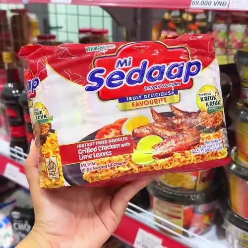Lốc 5 Gói Mì Trộn Mi Sedaap Goreng Vị Gà Nướng Lá Chanh 445g (89g x 5 Gói) - Mì Sedaap Goreng Indonesia