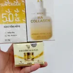 Combo Kem Dưỡng Da X3 Đông Anh - Kem Chống Nắng Sun Cream TN Đông Anh 30g + Serum Cấp Ẩm HA Collagen TN Đông Anh 15ml + Kem Face Nén Collagen X3 Plus Đông Anh 15g Phiên Bản Mới