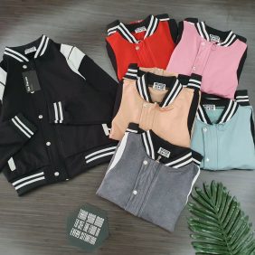 Áo khoác nữ vải thun phối bo cổ Bomber