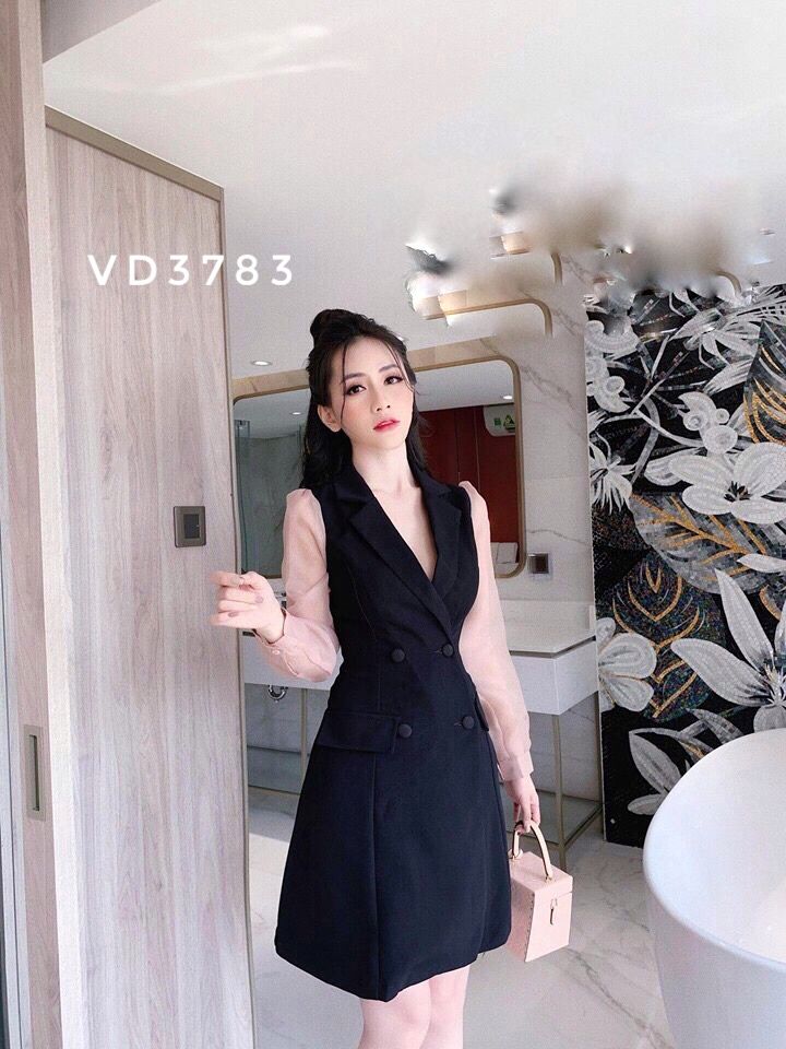 Đầm vest đen cúc eo quảng châu cao cấp - Đầm, váy nữ | ThờiTrangNữ.vn