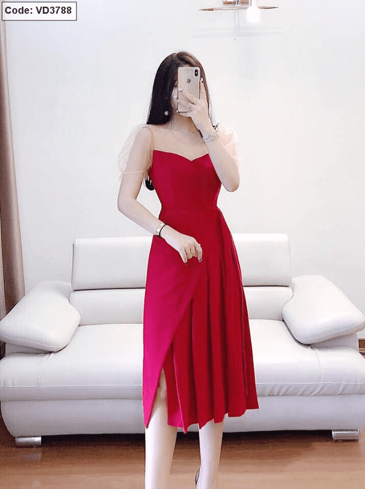 Váy xòe giảm tuổi phù hợp với hè 2020 mới váy đỏ treo váy ngoại cỡ a-line  dễ thương và mỏng - A-Line Váy 🆘 Kho Hàng Tàu | Đặt hàng cực