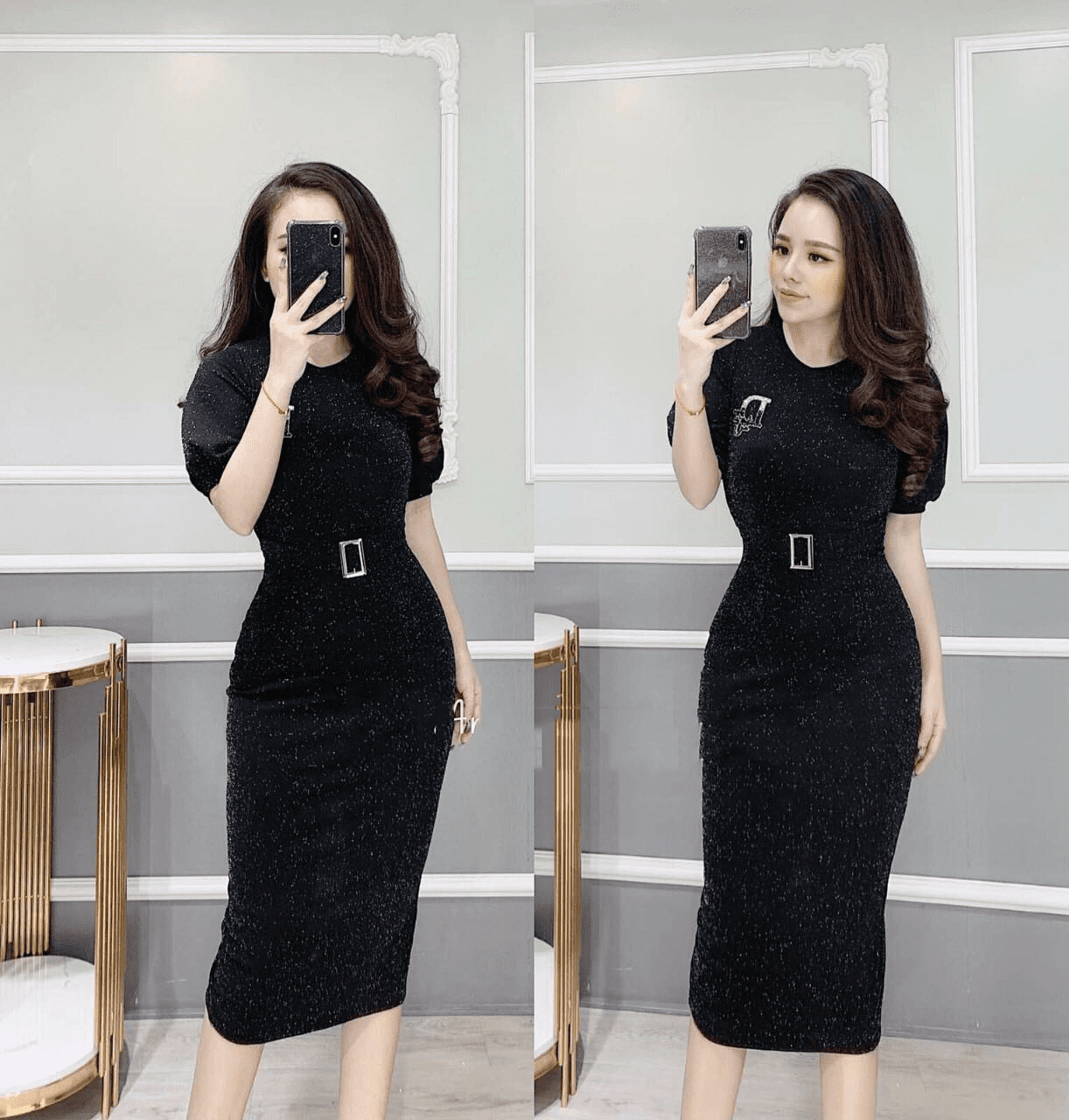 Đầm đen công sở ôm body phối thắt lưng KK162-38 | Thời trang công sở K&K  Fashion