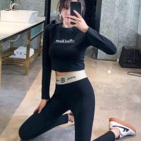 Quần leggin len tâm lưng phối chữ B giá sỉ