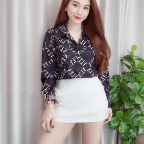 Sơ mi nữ họa tiết tay dài Big size 65kg giá sỉ