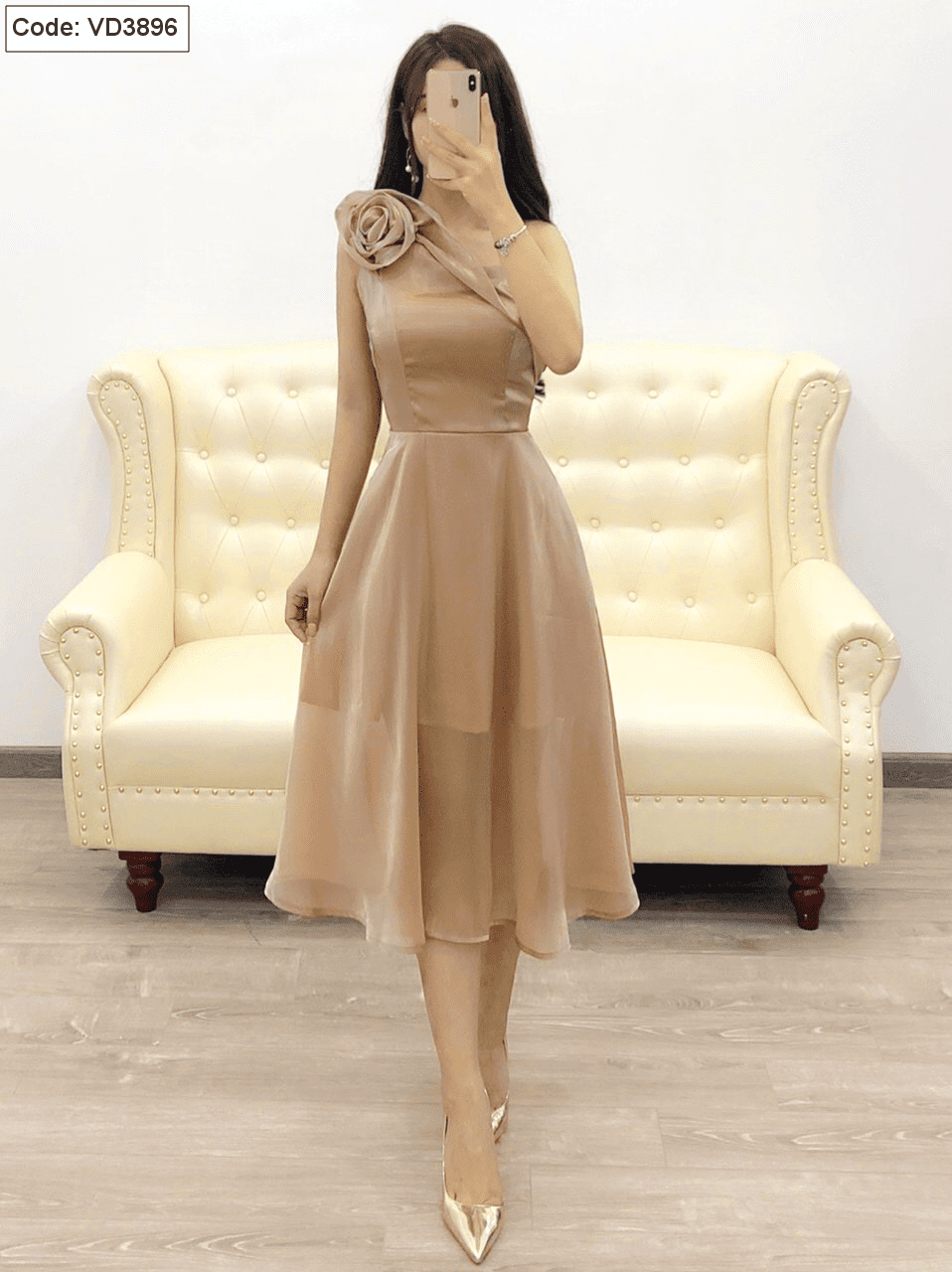 Minty Dress (Váy tơ thêu hoa nổi) – Glamnest