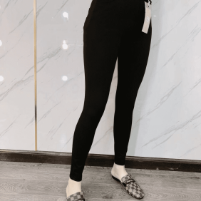 Quần leggin nữ phối logo đính đá