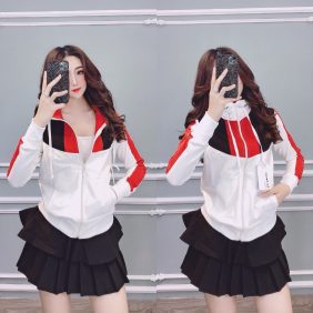 Áo khoác nữ có nón phối màu