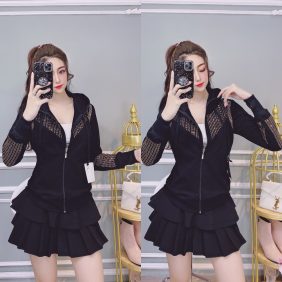 Áo khoác nữ đính đá DMC cao cấp có nón