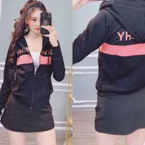Áo khoác nữ phối chữ có nón