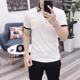 Áo thun nam cổ bẻ họa tiết thêu cao cấp