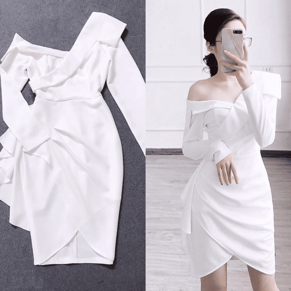 Váy body trắng dải cúc  3667