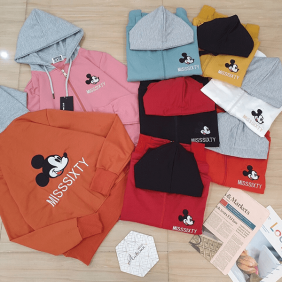 Áo khoác nữ thêu Mickey phối nón