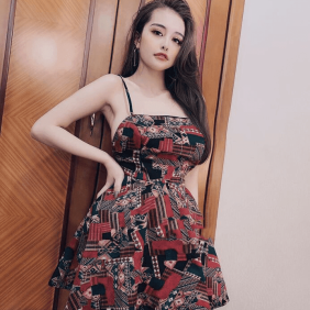 Đầm xòe 2 dây hở lưng quần có lót