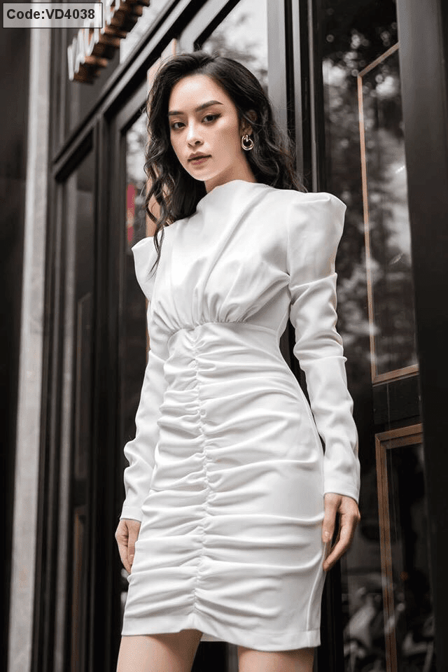 HOT 2020] Váy đầm trắng dự tiệc cao cấp dáng ôm body với thiết kế cổ vuông  tay phồng sang trọng, trẻ trung | Lazada.vn