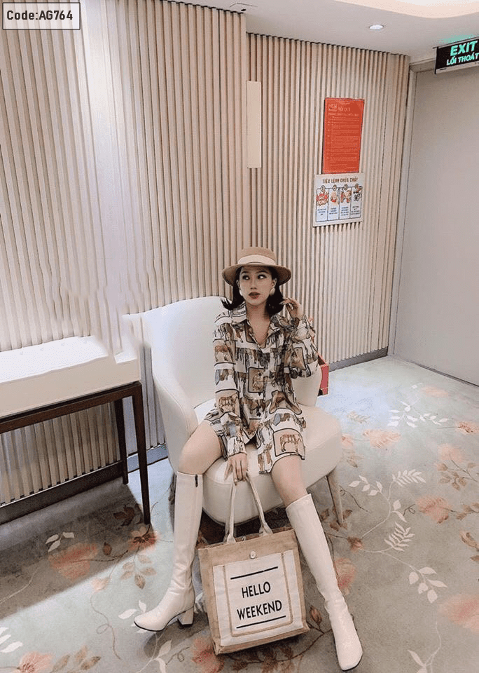 Áo sơ mi form rộng in họa tiết