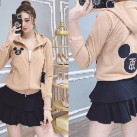 Áo khoác nữ thêu hình Mickey trước và sau lưng