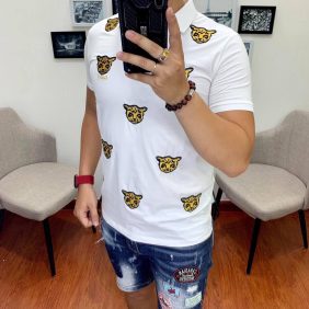 Áo thun nam cổ bẻ thêu hình cọp