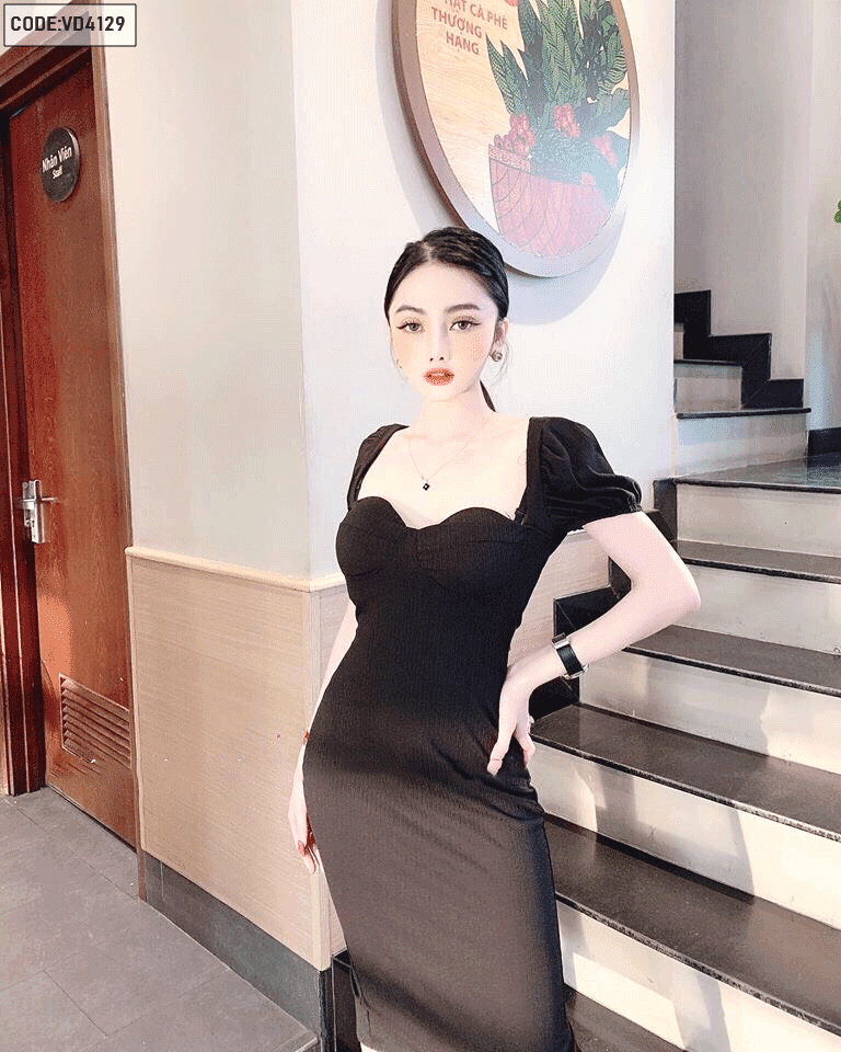 Đầm body nhún dài tay cổ cao | Shopee Việt Nam