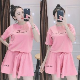 Đồ bộ nữ in chữ phối quần giả váy