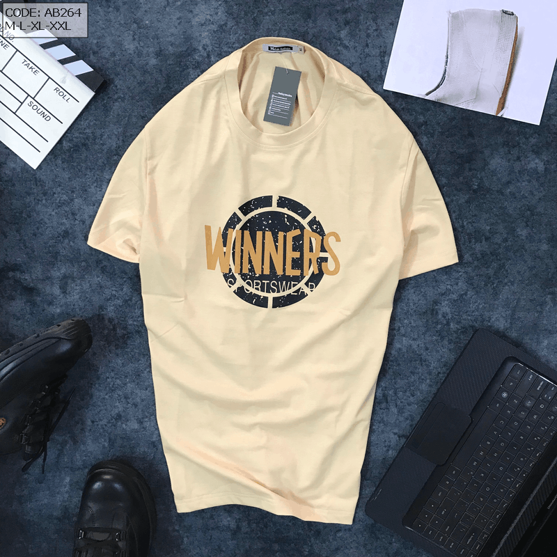 Chuyên sỉ áo thun nam cổ tròn in chữ Winners Áo thun nam cổ tròn in chữ Winners