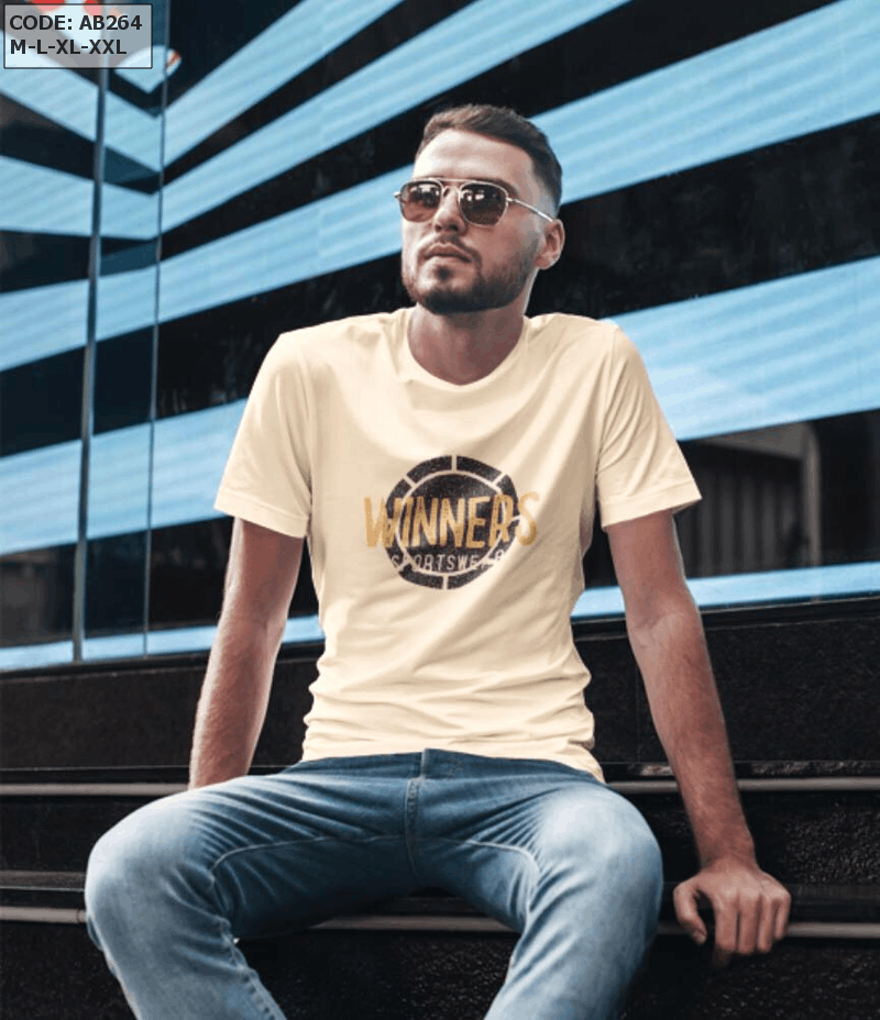 Chuyên sỉ áo thun nam cổ tròn in chữ Winners Áo thun nam cổ tròn in chữ Winners