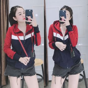 Áo khoác nữ có nón cổ phối