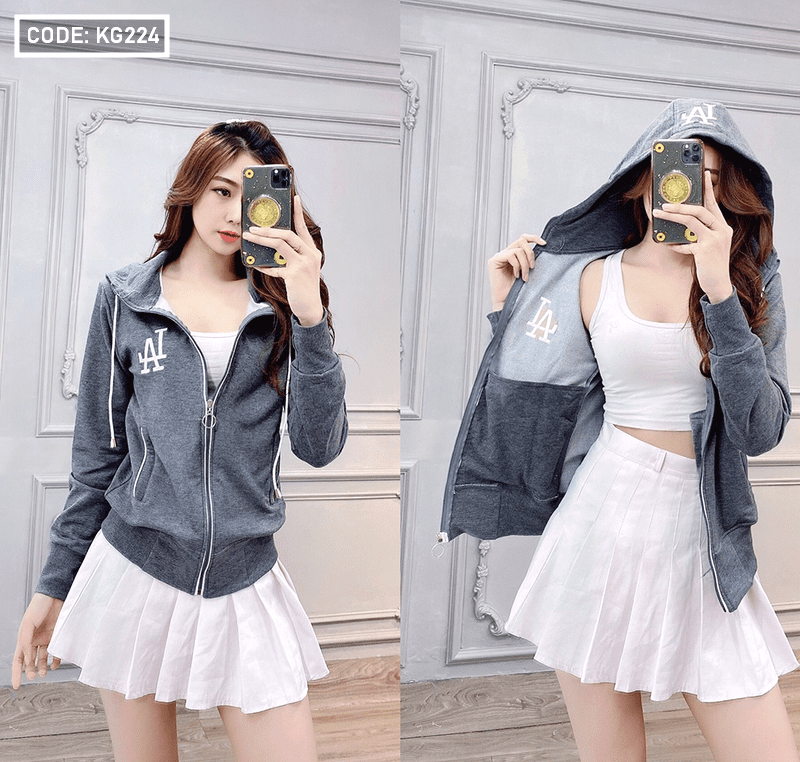 Áo khoác nữ thêu chữ LA cao cấp Áo khoác nữ thêu chữ LA cao cấp
