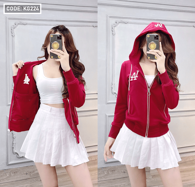 Áo khoác nữ thêu chữ LA cao cấp Áo khoác nữ thêu chữ LA cao cấp