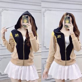 Áo khoác nữ có nón phối màu logo thêu