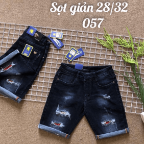 Quần short jean nam rách nhẹ ms057