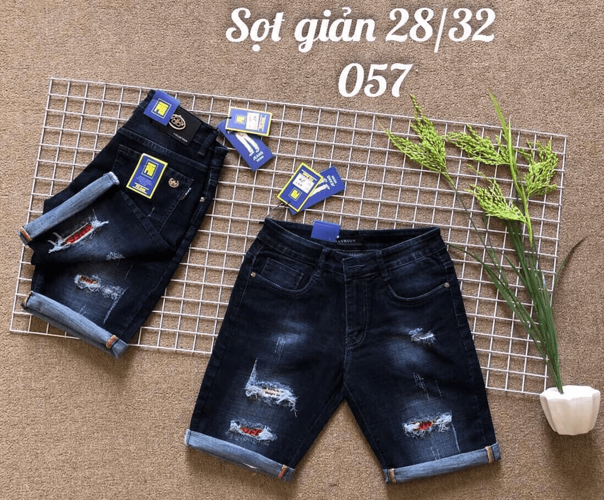 Chợ sỉ quần short jean nam rách nhẹ ms057 Chợ sỉ quần short jean nam rách nhẹ ms057