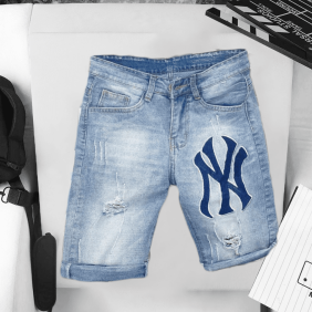 Quần short jean nam thêu logo cao cấp(có size 34)
