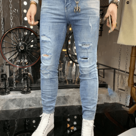 Quần jean dài nam rách gối cá tính