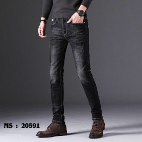 Quần jean dài nam màu xám đen wash nhẹ