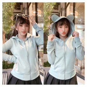Áo khoác nữ trơn nón phối siêu cưng