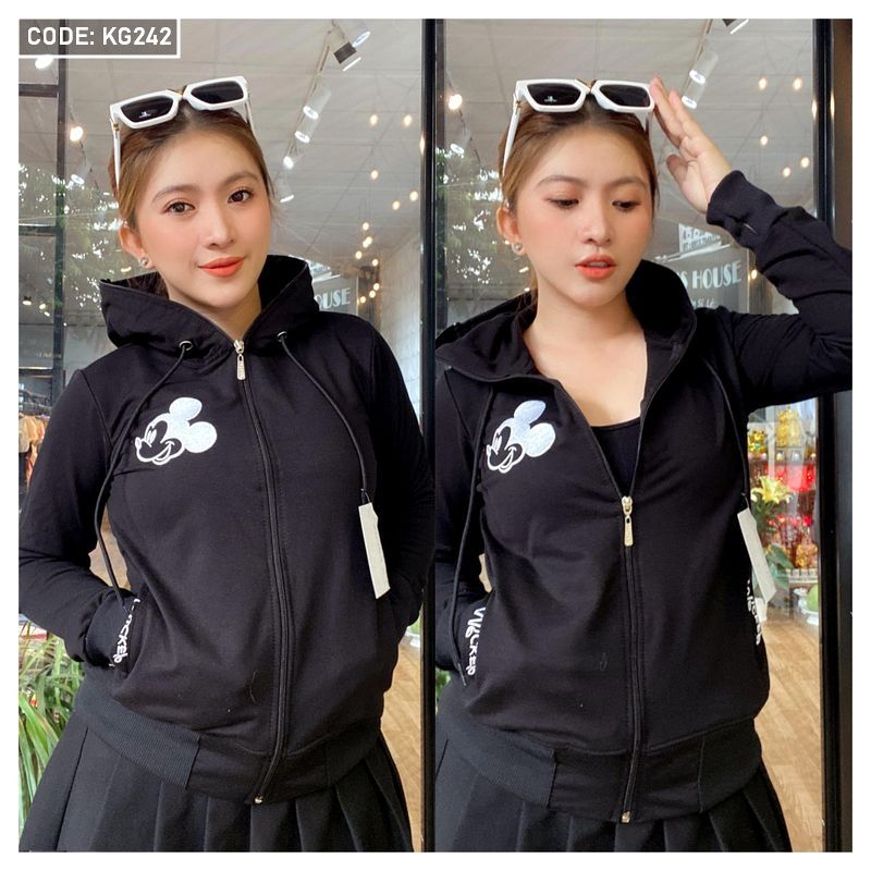 Áo khoác cso nón thêu Mickey Áo khoác cso nón thêu Mickey