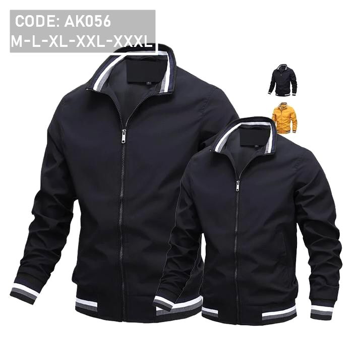 Bỏ sỉ áo Khoác Dù Nam 2 Lớp Cổ Trụ Phối Sọc