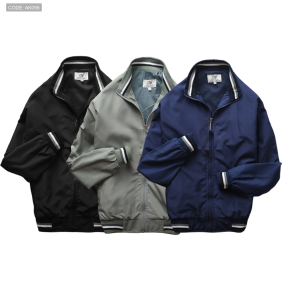 Áo Khoác Dù Nam 2 Lớp Cổ Trụ Phối Sọc - AK056