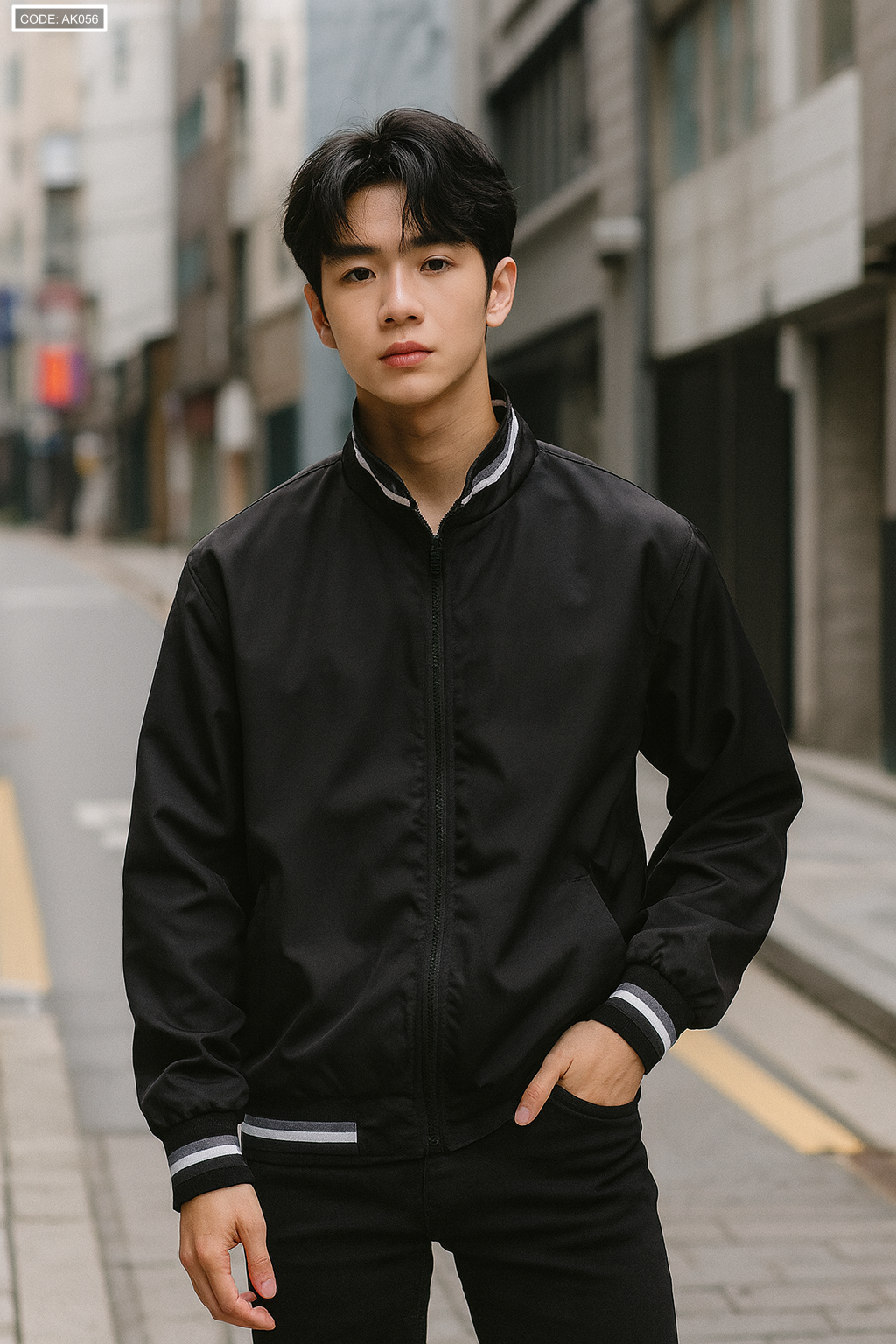 Bỏ sỉ áo Khoác Dù Nam 2 Lớp Cổ Trụ Phối Sọc Bỏ sỉ áo Khoác Dù Nam 2 Lớp Cổ Trụ Phối Sọc