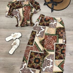 Set bộ nữ quần dài ống rộng tay con