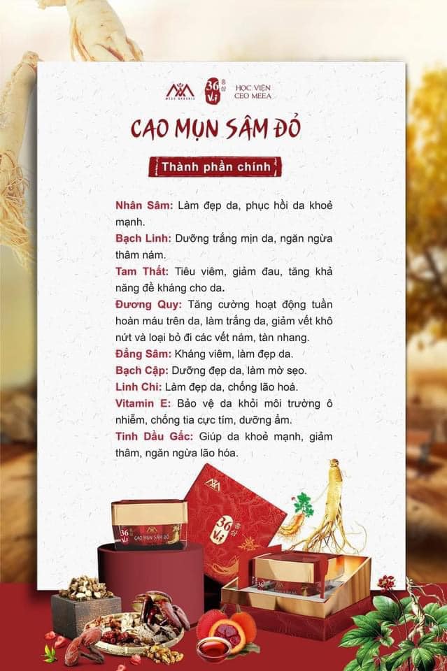 Cao mụn sâm đỏ 36 vị loại mini Cao mụn sâm đỏ 36 vị loại mini