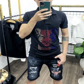 Áo thun nam cổ bẻ đính đá